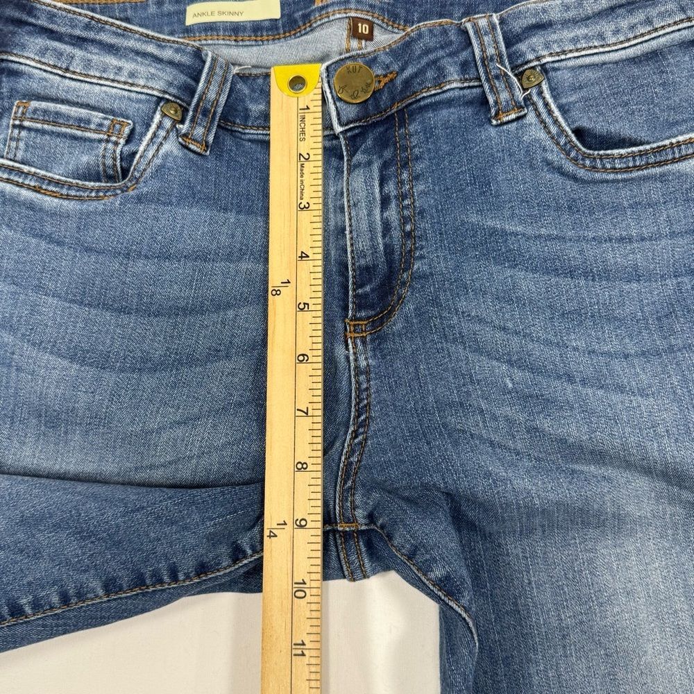 Raw Hem Medium Wash Kut from the Kloth Blue Skinny Ankle Jeans Size 10 - Picture 5 of 8